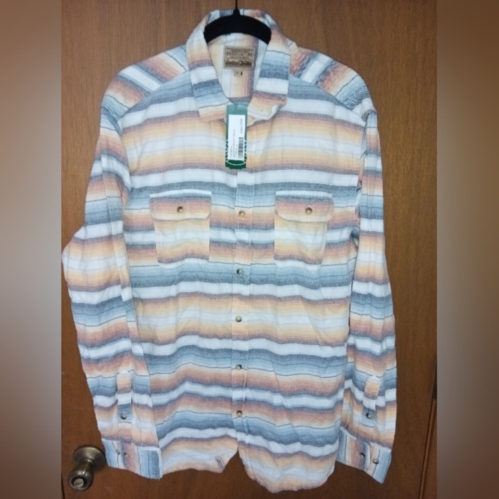 Pendleton Men's Casual Shirt - Orange, Gray, White Stripes
